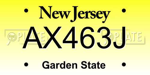 AX463J New Jersey License Plate