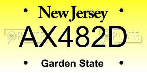 AX482D New Jersey License Plate
