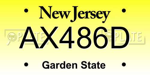 AX486D New Jersey License Plate