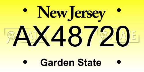 AX48720 New Jersey License Plate