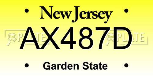AX487D New Jersey License Plate