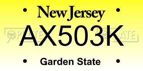AX503K New Jersey License Plate