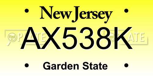 AX538K New Jersey License Plate