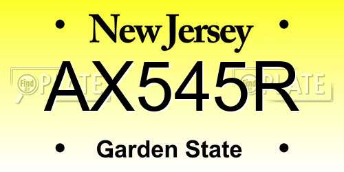 AX545R New Jersey License Plate