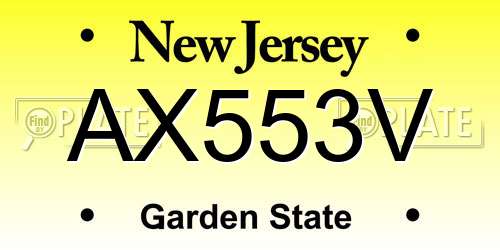 AX553V New Jersey License Plate