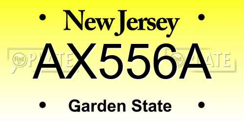 AX556A New Jersey License Plate