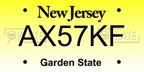 AX57KF New Jersey License Plate