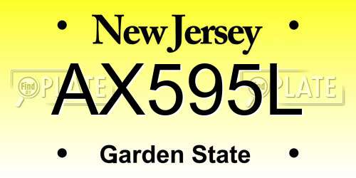AX595L New Jersey License Plate