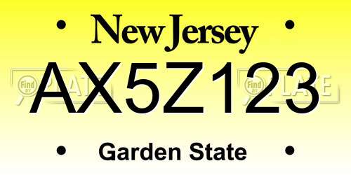 AX5Z123 New Jersey License Plate
