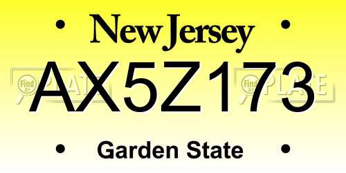 AX5Z173 New Jersey License Plate