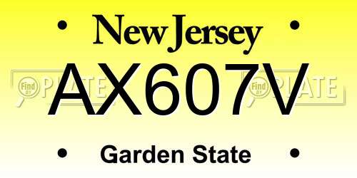 AX607V New Jersey License Plate