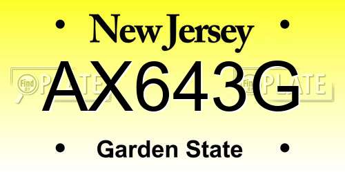 AX643G New Jersey License Plate