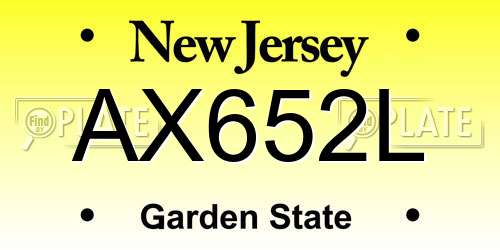 AX652L New Jersey License Plate