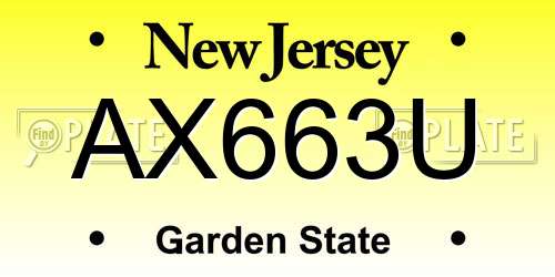 AX663U New Jersey License Plate