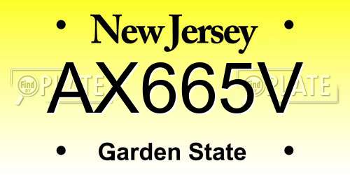 AX665V New Jersey License Plate
