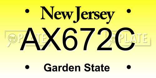 AX672C New Jersey License Plate