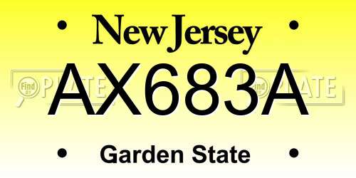 AX683A New Jersey License Plate