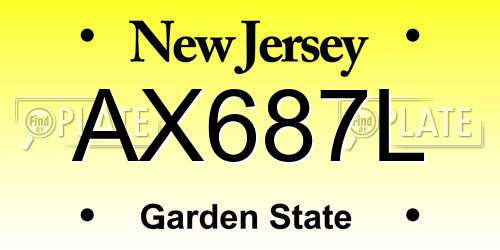 AX687L New Jersey License Plate