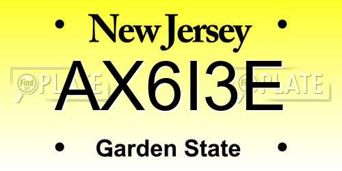 AX6I3E New Jersey License Plate