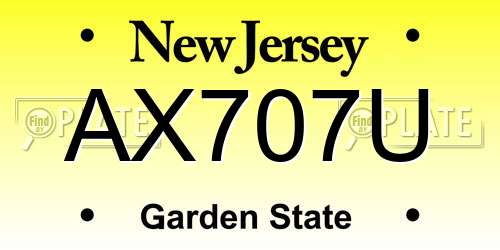 AX707U New Jersey License Plate