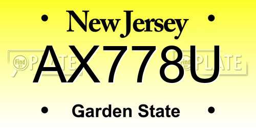 AX778U New Jersey License Plate