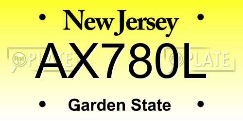 AX780L New Jersey License Plate