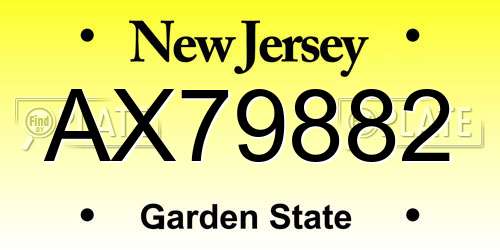 AX79882 New Jersey License Plate