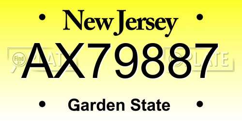 AX79887 New Jersey License Plate