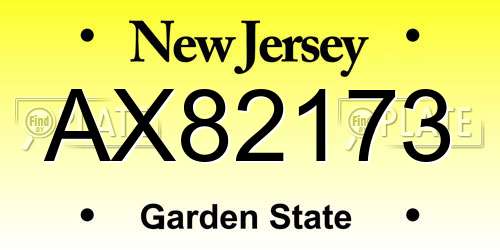 AX82173 New Jersey License Plate