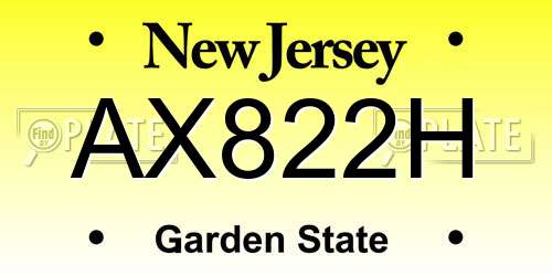 AX822H New Jersey License Plate