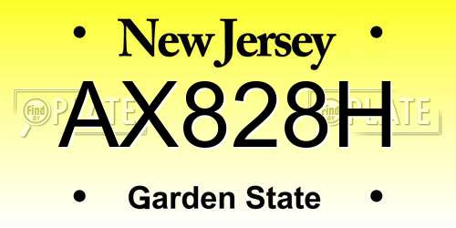 AX828H New Jersey License Plate