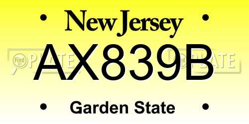 AX839B New Jersey License Plate