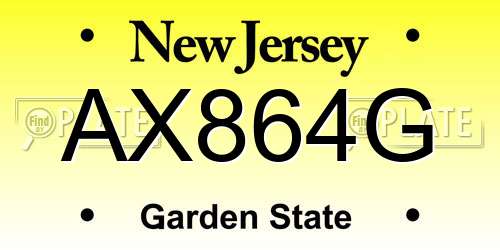 AX864G New Jersey License Plate