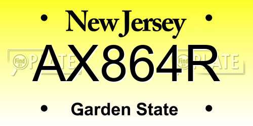 AX864R New Jersey License Plate