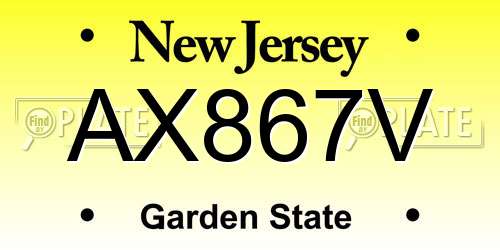 AX867V New Jersey License Plate