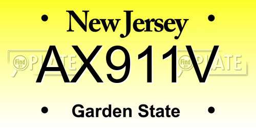 AX911V New Jersey License Plate
