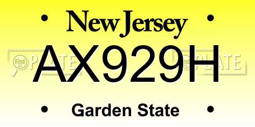AX929H New Jersey License Plate