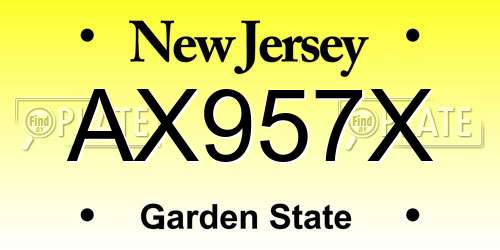 AX957X New Jersey License Plate