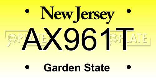 AX961T New Jersey License Plate