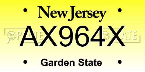 AX964X New Jersey License Plate