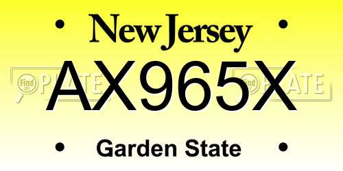 AX965X New Jersey License Plate