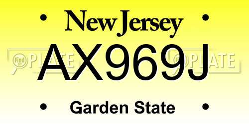 AX969J New Jersey License Plate