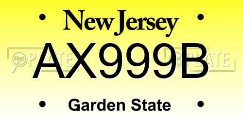 AX999B New Jersey License Plate