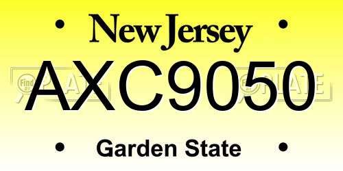 AXC9050 New Jersey License Plate