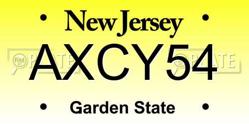 AXCY54 New Jersey License Plate