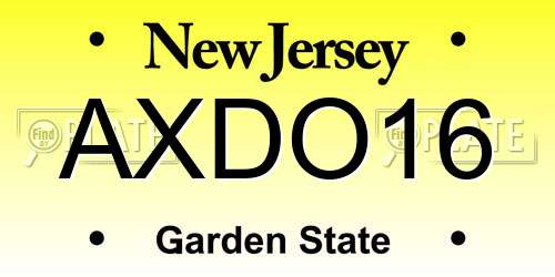 AXDO16 New Jersey License Plate