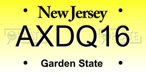 AXDQ16 New Jersey License Plate
