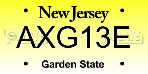 AXG13E New Jersey License Plate