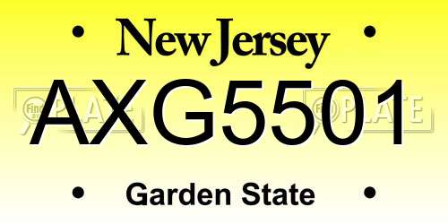 AXG5501 New Jersey License Plate