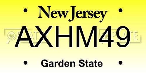 AXHM49 New Jersey License Plate